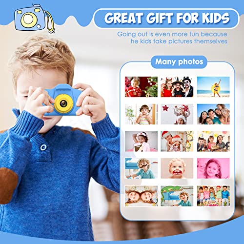 Desuccus Kids Camera Toddler Toys Christmas Birthday Gifts for Boys and Girls Kids Toys 3-9 Year Old HD Video Digital Video Camera for Toddler 5 Puzzle Games with 32GB SD Card (Blue)