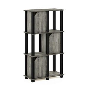 furinno brahms storage shelf, 4-tier, french oak grey/black