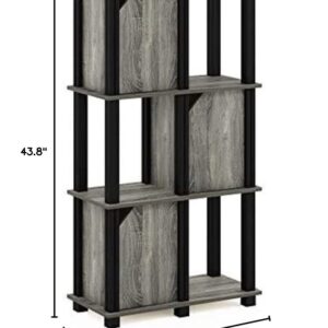 Furinno Brahms Storage Shelf, 4-Tier, French Oak Grey/Black