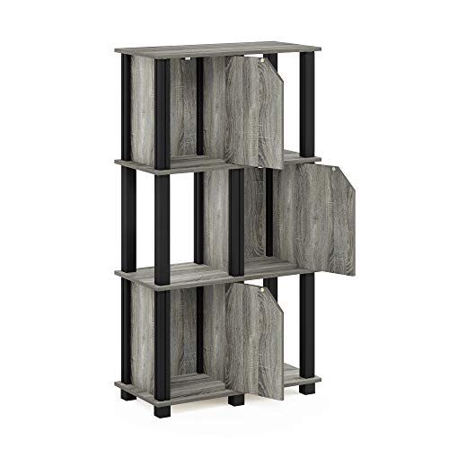 Furinno Brahms Storage Shelf, 4-Tier, French Oak Grey/Black