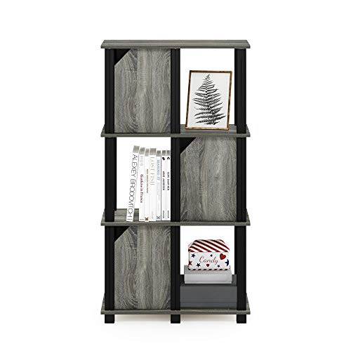 Furinno Brahms Storage Shelf, 4-Tier, French Oak Grey/Black