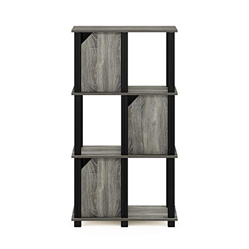 Furinno Brahms Storage Shelf, 4-Tier, French Oak Grey/Black