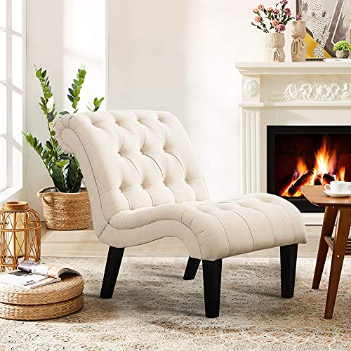 Haobo Home Armless Accent Chair Button Tufted Slipper Chair Side Chair for Dining Room Living Room Bedroom Funiture