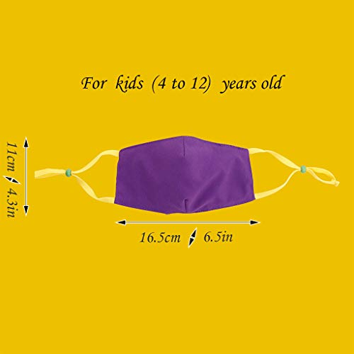 Mallocat 5PC Kids Face_Masks Solid Color Adjustable Resuable Washable Breathable Cotton Face Covring Coverings Bandanas for Children Back to School Cycling