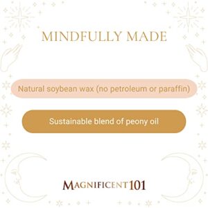 MAGNIFICENT101 Flower Intention Smudge Candle for House Energy Cleansing, Banishes Negative Energy I Purification and Chakra Healing - Natural Soy Wax Tin Candle 6oz (Peony)