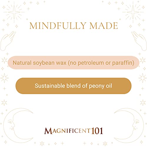 MAGNIFICENT101 Flower Intention Smudge Candle for House Energy Cleansing, Banishes Negative Energy I Purification and Chakra Healing - Natural Soy Wax Tin Candle 6oz (Peony)