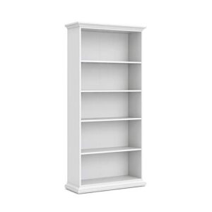 pemberly row modern contemporary wood 5 shelf bookcase in white finish