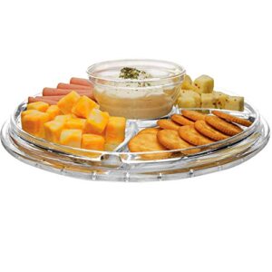 Extra Large (12") 6 in 1 Acrylic Cake Stand with Dome Lid Multifunctional Serving Platter and Cake Plate, Salad Bowl/Veggie Platter/Punch Bowl/Desert Platter/Chips & Dip - BPA Free