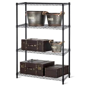 4 tier heavy duty metal shelf-36"lx14"wx54"h wire shelving unit adjustable storage sturdy durable steel layer rack organization for restaurant pantry kitchen space-saving overall commercial rack black