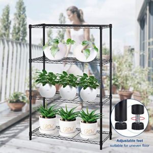 4 Tier Heavy Duty Metal Shelf-36"Lx14"Wx54"H Wire Shelving Unit Adjustable Storage Sturdy Durable Steel Layer Rack Organization for Restaurant Pantry Kitchen Space-Saving Overall Commercial Rack Black