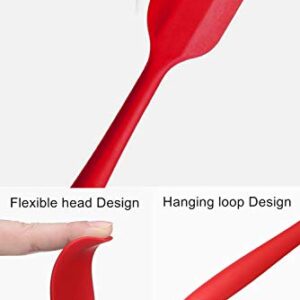 JIANYI Silicone Spatula, One Piece Design Flexible Scraper, Nonstick Small Rubber Kitchen Utensils for Cooking, Baking and Mixing - Red