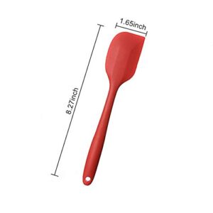 JIANYI Silicone Spatula, One Piece Design Flexible Scraper, Nonstick Small Rubber Kitchen Utensils for Cooking, Baking and Mixing - Red