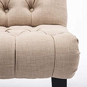 Haobo Home Armless Accent Chair Button Tufted Slipper Chair Side Chair for Living Room Dining Room Bedroom Funiture