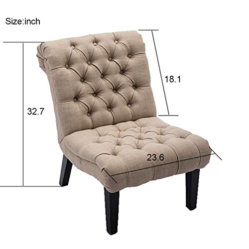 Haobo Home Armless Accent Chair Button Tufted Slipper Chair Side Chair for Living Room Dining Room Bedroom Funiture