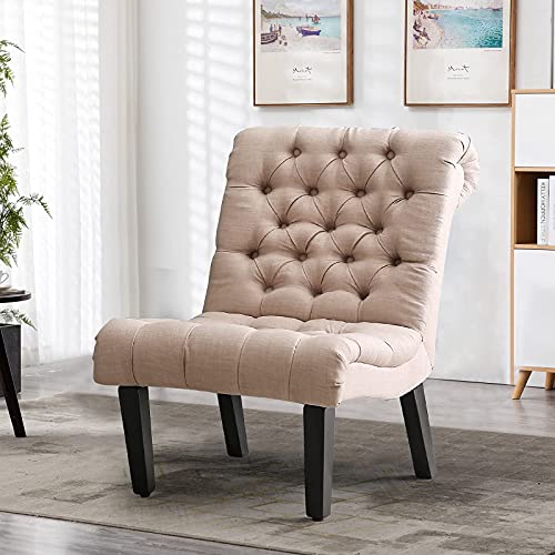 Haobo Home Armless Accent Chair Button Tufted Slipper Chair Side Chair for Living Room Dining Room Bedroom Funiture