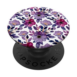 beautiful purple flower watercolor for women popsockets grip and stand for phones and tablets