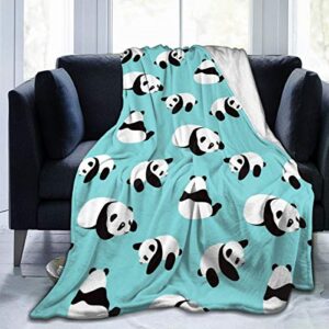 blublu cute panda flannel fleece bed blanket throw blanket lightweight cozy plush blanket for bedroom living rooms sofa couch 50"x40"