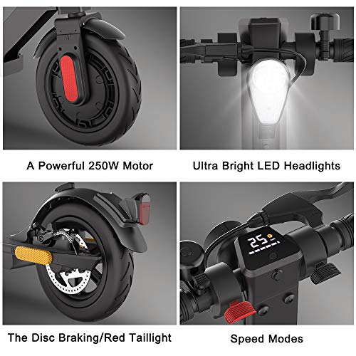 Electric Scooter 7.5AH Long-Range Battery 8.5" Pneumatic Tires Up to 15 Miles Range Powerful 250W Motor Max Speed 15.5 MPH, UL Certified Adult Foldable and Portable E-Scooter for Commute & Travel