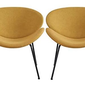 Cui Liu – Chair Set - Amura Accent Chair Set of 2 - Soft Plush Fabric Retro Designer Chairs with Matte Black Legs Mid Century Living Room Chairs (Mustard)