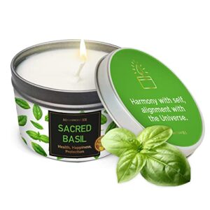 magnificent 101 sacred plants smudge candle for house energy cleansing, banish negative energy – 6 oz natural soy wax | 24-hour burn time | for spiritual purification, manifestation & chakra healing