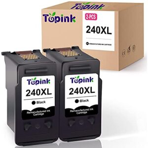 topink remanufactured ink cartridge replacement for canon pg-240xl 240 xl use with pixma ts5120 mg3620 mg3520 mg3522 mx532 mx452 mg3122 high capacity ink (2 bk)
