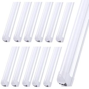 8ft led light fixtures, 72w, 6000k cool white, fluorescent light replacement, linkable led tube lights 8foot for cooler,garage, warehouse,basement,frosted lens(12-pack), ship from usa