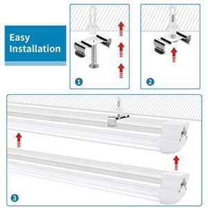 8FT LED Light Fixtures, 72W, 6000K Cool White, Fluorescent Light Replacement, Linkable led Tube Lights 8foot for Cooler,Garage, Warehouse,Basement,Frosted Lens(12-Pack), Ship from USA