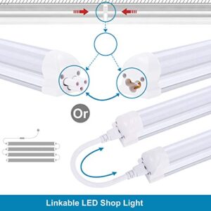 8FT LED Light Fixtures, 72W, 6000K Cool White, Fluorescent Light Replacement, Linkable led Tube Lights 8foot for Cooler,Garage, Warehouse,Basement,Frosted Lens(12-Pack), Ship from USA