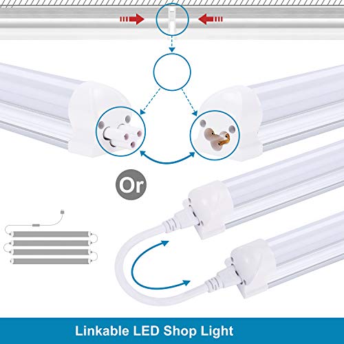 8FT LED Light Fixtures, 72W, 6000K Cool White, Fluorescent Light Replacement, Linkable led Tube Lights 8foot for Cooler,Garage, Warehouse,Basement,Frosted Lens(12-Pack), Ship from USA