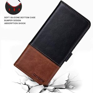 KEZiHOME Note 20 Ultra Case, Genuine Leather [RFID Blocking] Galaxy Note 20 Ultra 5G Wallet Case Credit Card Slot Flip Magnetic Stand Case for Samsung Galaxy Note 20 Ultra 2020 (Black/Brown)