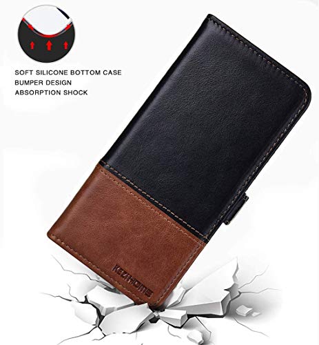 KEZiHOME Note 20 Ultra Case, Genuine Leather [RFID Blocking] Galaxy Note 20 Ultra 5G Wallet Case Credit Card Slot Flip Magnetic Stand Case for Samsung Galaxy Note 20 Ultra 2020 (Black/Brown)