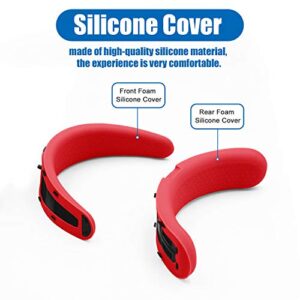 AMVR VR Front Foam & Rear Foam Silicone Protective Covers for Oculus Rift S Headset Sweatproof Waterproof Anti-Dirty Replacement Accessories (Red)