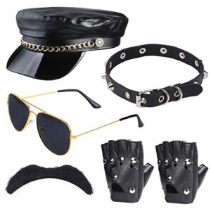 beefunny biker costume accessories biker cap sunglasses 70s 80s steam punk roker party dress unisex