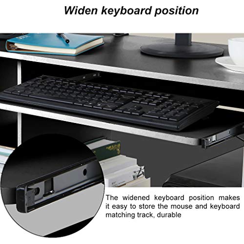 Nihewoo Computer Desk with Storage Shelves,Home Office PC Laptop Desk Sturdy Writing Desk Writing Computer Desk Black