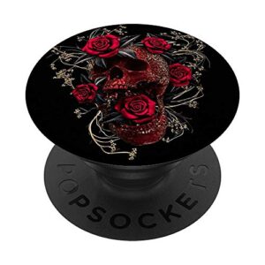 red rose skull popsockets popgrip: swappable grip for phones & tablets