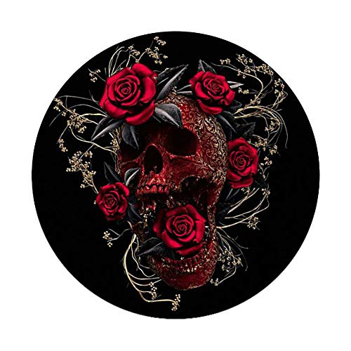 Red Rose Skull PopSockets PopGrip: Swappable Grip for Phones & Tablets