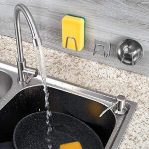 TEEMADE Sponge Holder for Kitchen Sink - Brushed Stainless Steel Sponge Caddy with Adhesive