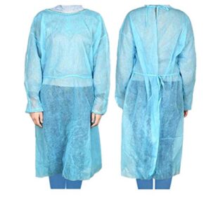 dealmed blue isolation gown – 10 count of disposable medical gowns, blue latex-free, perfect for hospitals, medical facilities, and physicians’ offices (pack of 10)