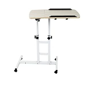 Mind Reader Rolling Standing Desk Home Office Laptop Workstation Locking Wheels Adjustable Angle, White, Wood