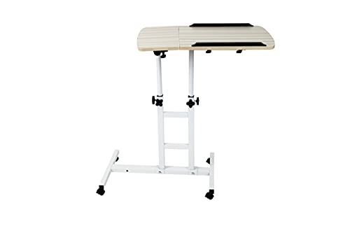 Mind Reader Rolling Standing Desk Home Office Laptop Workstation Locking Wheels Adjustable Angle, White, Wood