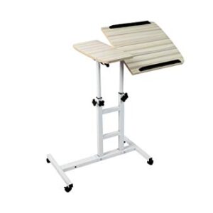 Mind Reader Rolling Standing Desk Home Office Laptop Workstation Locking Wheels Adjustable Angle, White, Wood