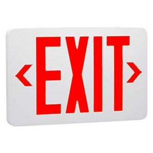 led exit sign, emergency exit light with battery backup, double face, ul 924, ac 120/277v, damp location, hardwired red letter exit lights for business commercial