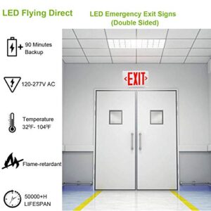 LED Exit Sign, Emergency Exit Light with Battery Backup, Double Face, UL 924, AC 120/277V, Damp Location, Hardwired Red Letter Exit Lights for Business Commercial