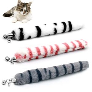 lasocuhoo cat worm toys, (3 packs) interactive cat wand replacement, cat wand refill attachments for indoor cats, fit for most cats