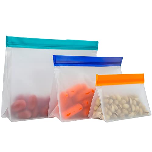 Reusable Ziplock Silicone Food Storage Bags Resealable Plastic Flat Standing Exultimate