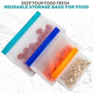 Reusable Ziplock Silicone Food Storage Bags Resealable Plastic Flat Standing Exultimate