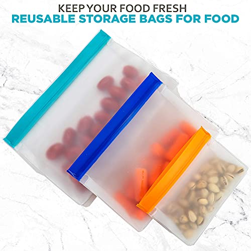 Reusable Ziplock Silicone Food Storage Bags Resealable Plastic Flat Standing Exultimate