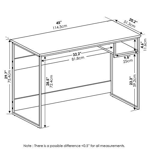 FURINNO Moretti Lifestyle Study Desk, 45 Inches, Columbia Walnut