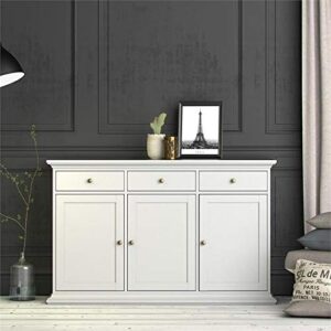 Pemberly Row Contemporary Sideboard Cabinet, Buffet Credenza with 3 Doors and 3 Drawers in White