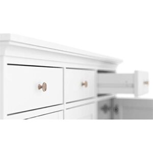 Pemberly Row Contemporary Sideboard Cabinet, Buffet Credenza with 3 Doors and 3 Drawers in White
